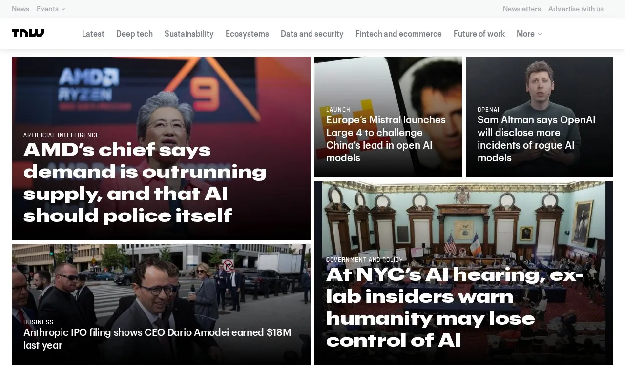 TNW homepage screenshot
