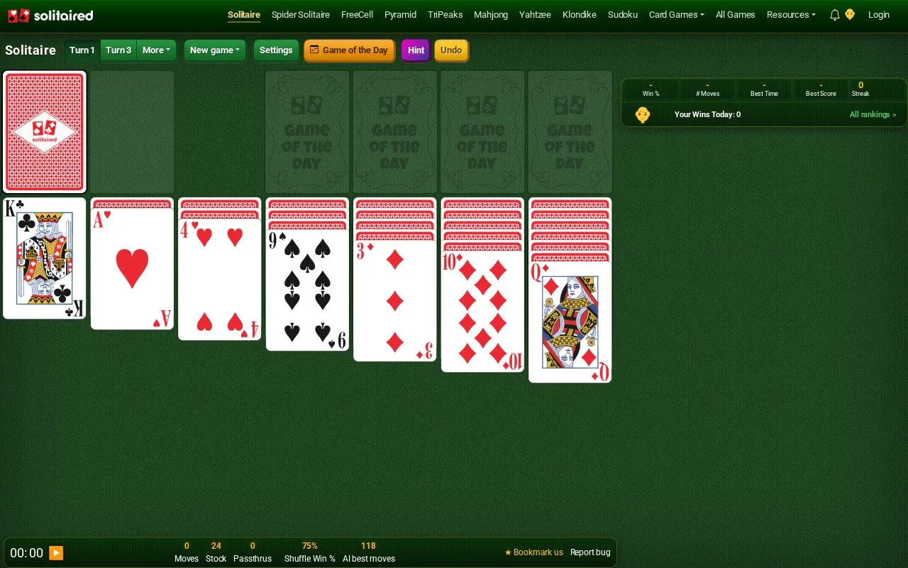 Solitaired homepage screenshot