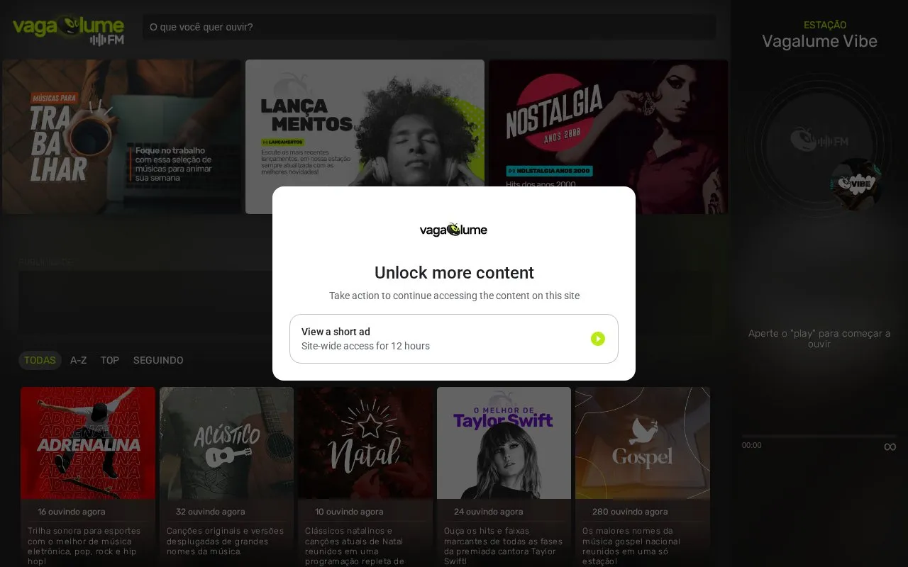 Vagalume.FM homepage screenshot