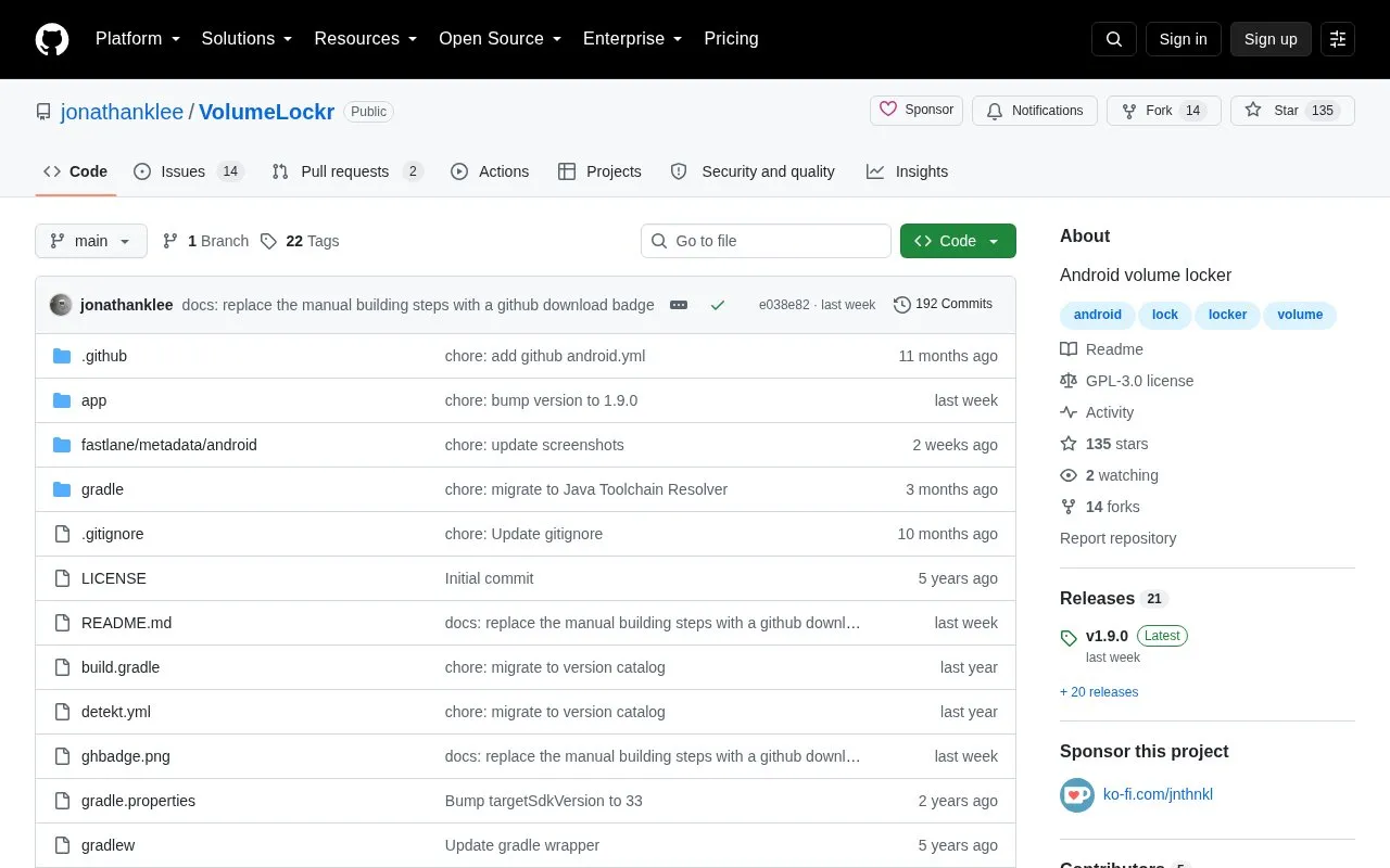 VolumeLockr homepage screenshot