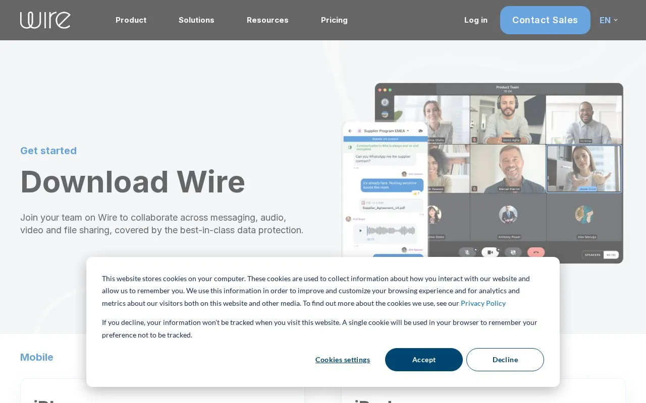 Wire homepage screenshot