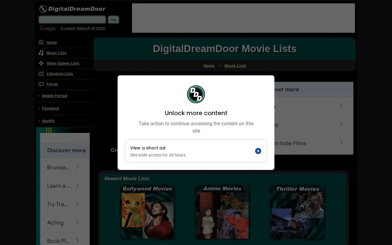 DigitalDreamDoor homepage screenshot