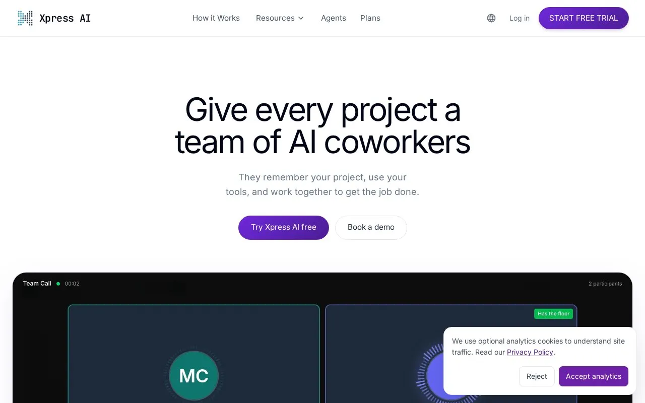 Xpress AI homepage screenshot