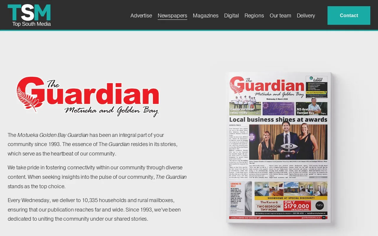 The Guardian homepage screenshot