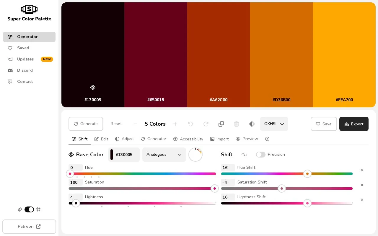 Super Color Palette homepage screenshot