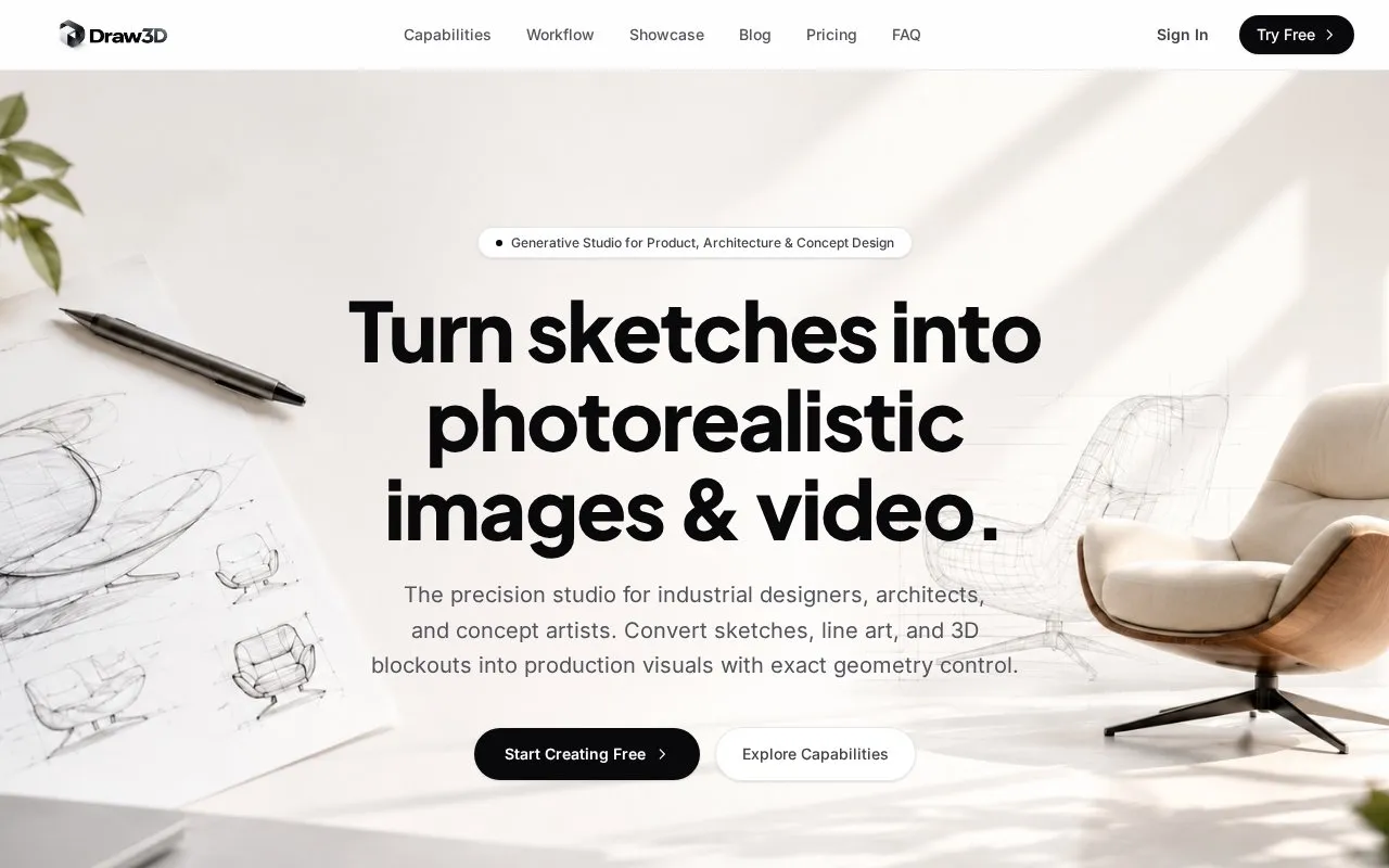 Draw3D homepage screenshot