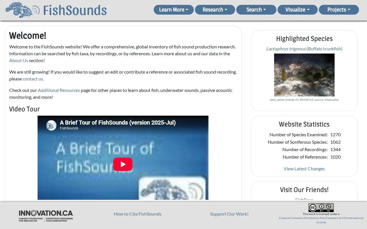FishSounds homepage screenshot