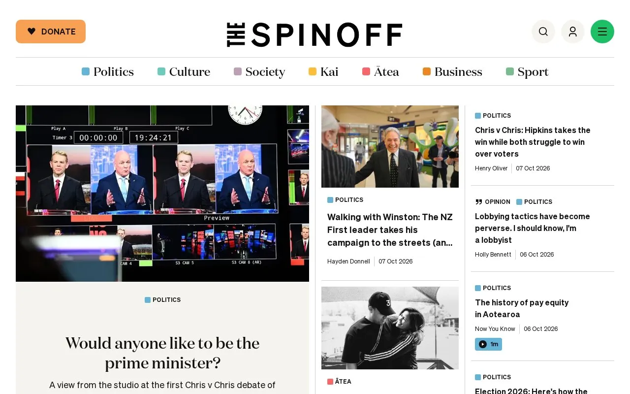 The Spinoff homepage screenshot