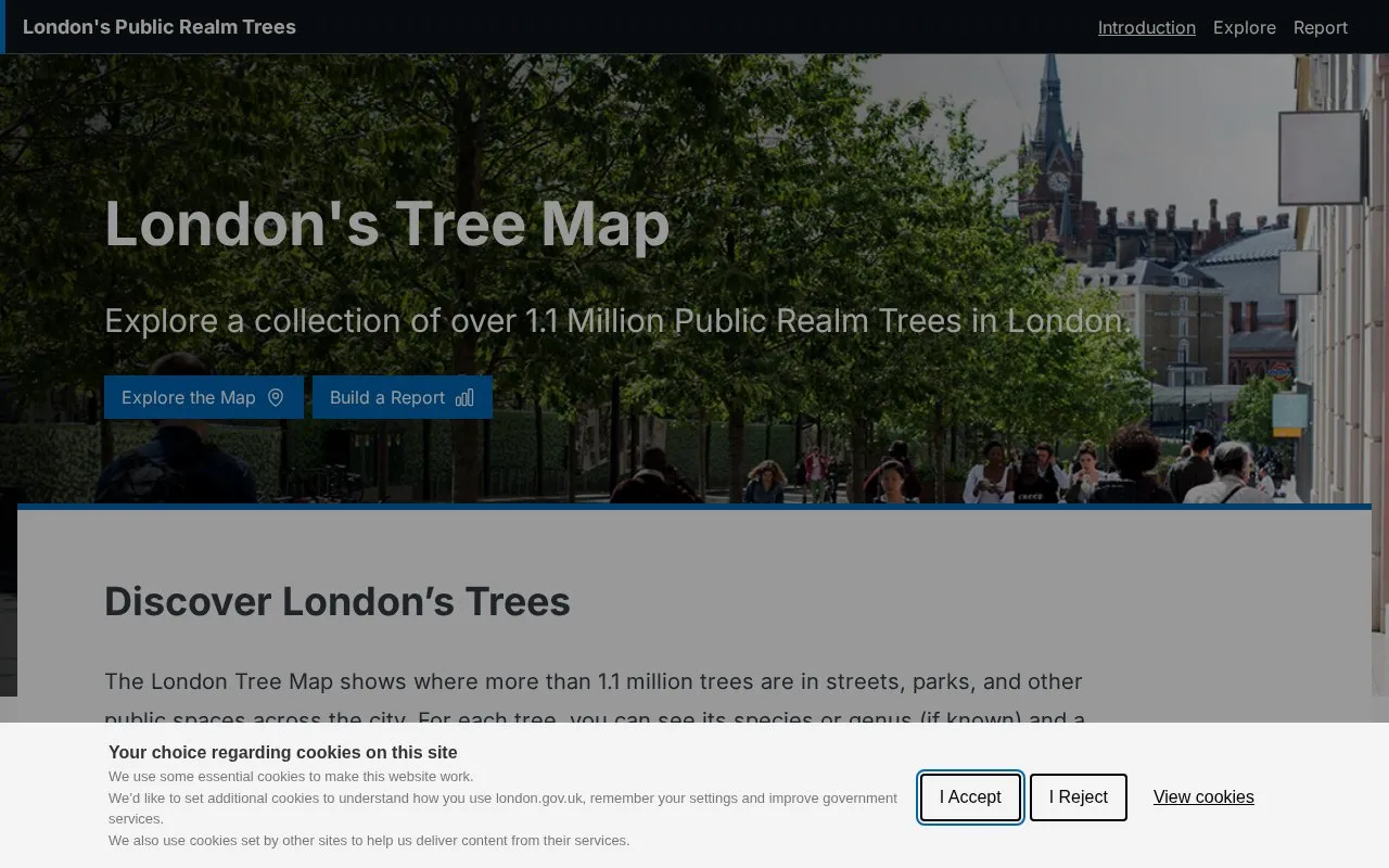 London Tree Map homepage screenshot