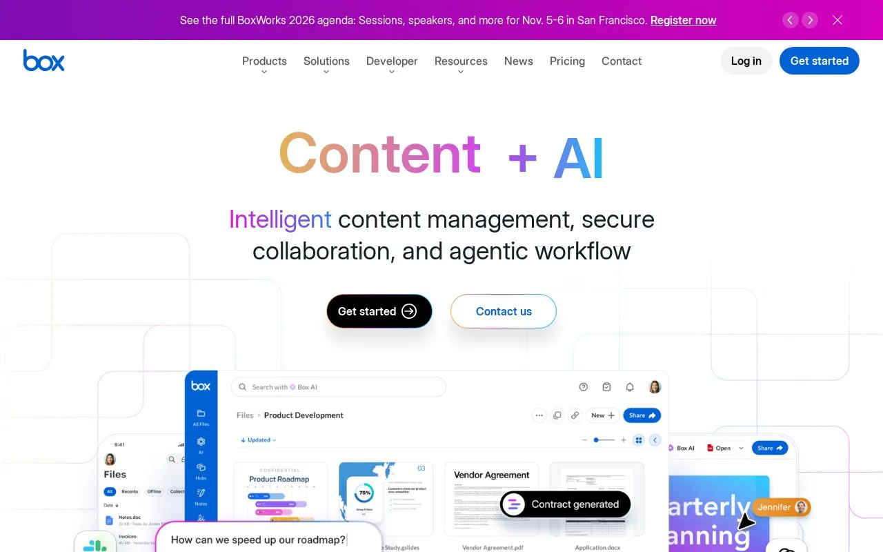 Box homepage screenshot