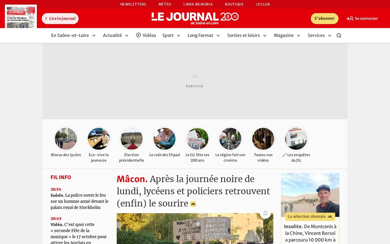 Le Journal de Saône-et-Loire homepage screenshot