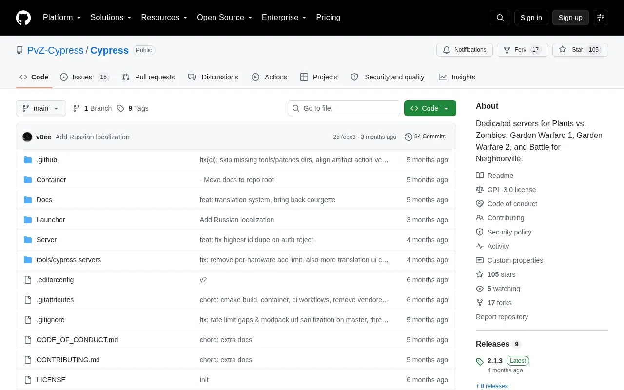 Cypress homepage screenshot