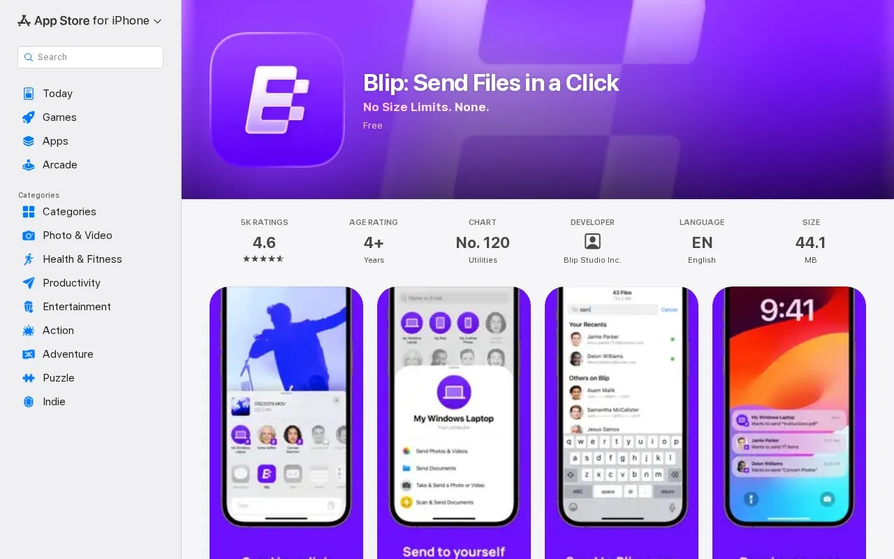 Blip homepage screenshot