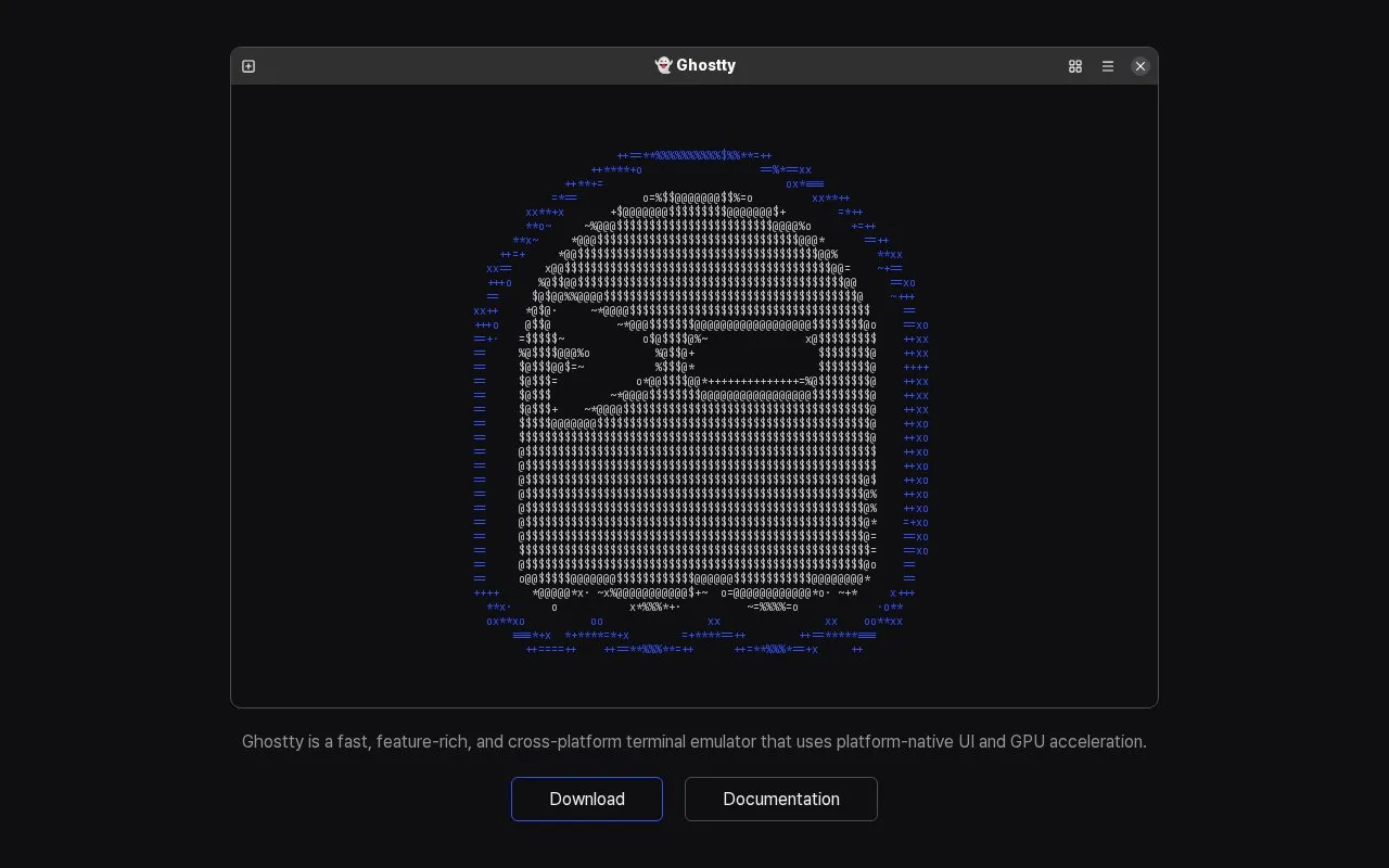 Ghostty homepage screenshot