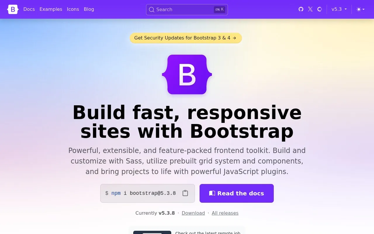 Bootstrap homepage screenshot