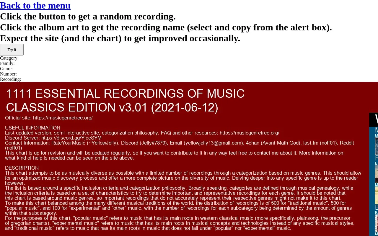 MusicGenreTree homepage screenshot