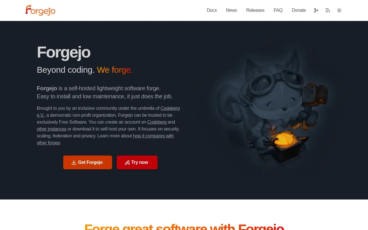 Forgejo homepage screenshot