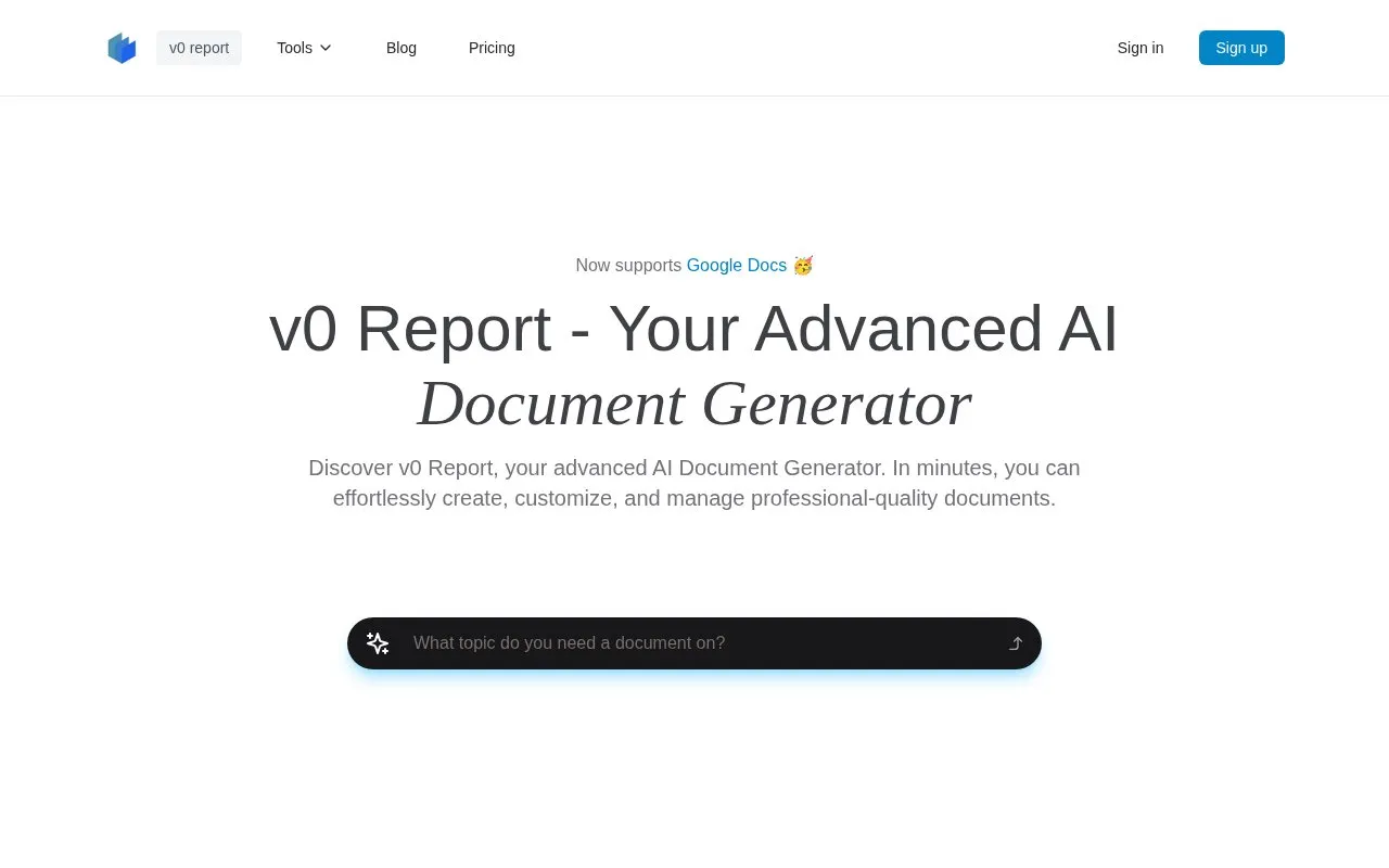 v0 report homepage screenshot