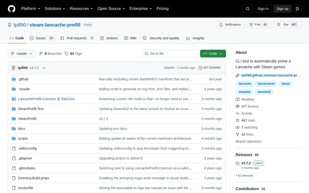 steam-lancache-prefill homepage screenshot