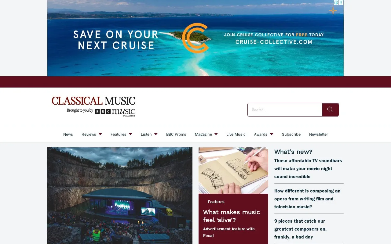 BBC Music Magazine homepage screenshot