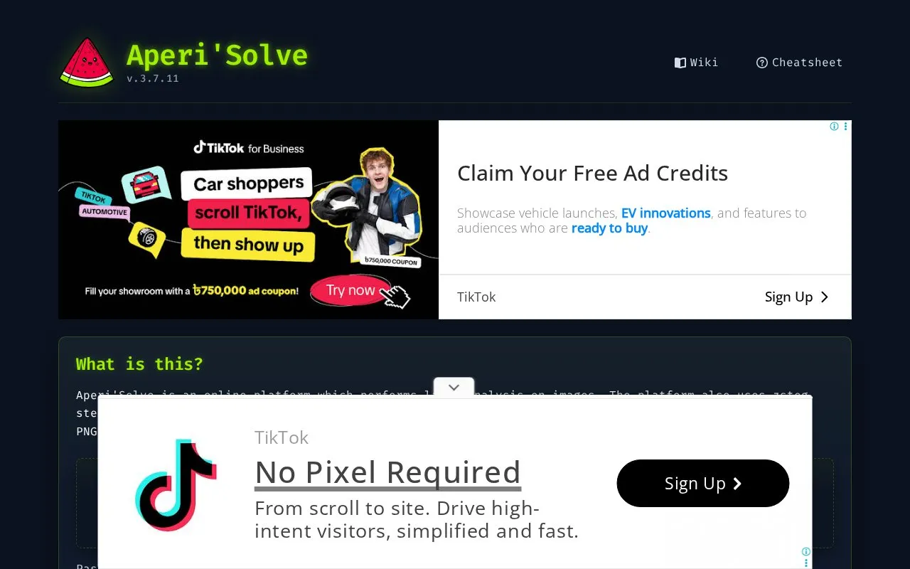 Aperisolve homepage screenshot