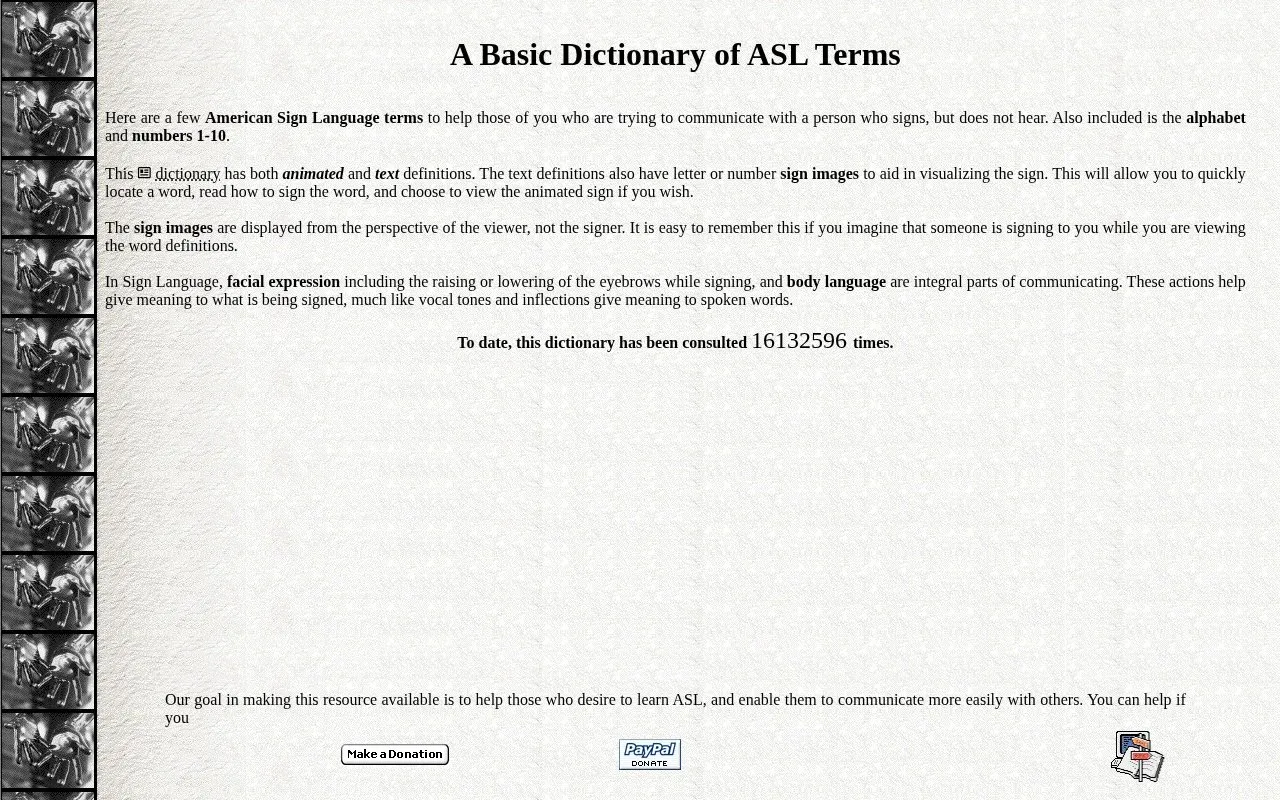 ASLDict homepage screenshot