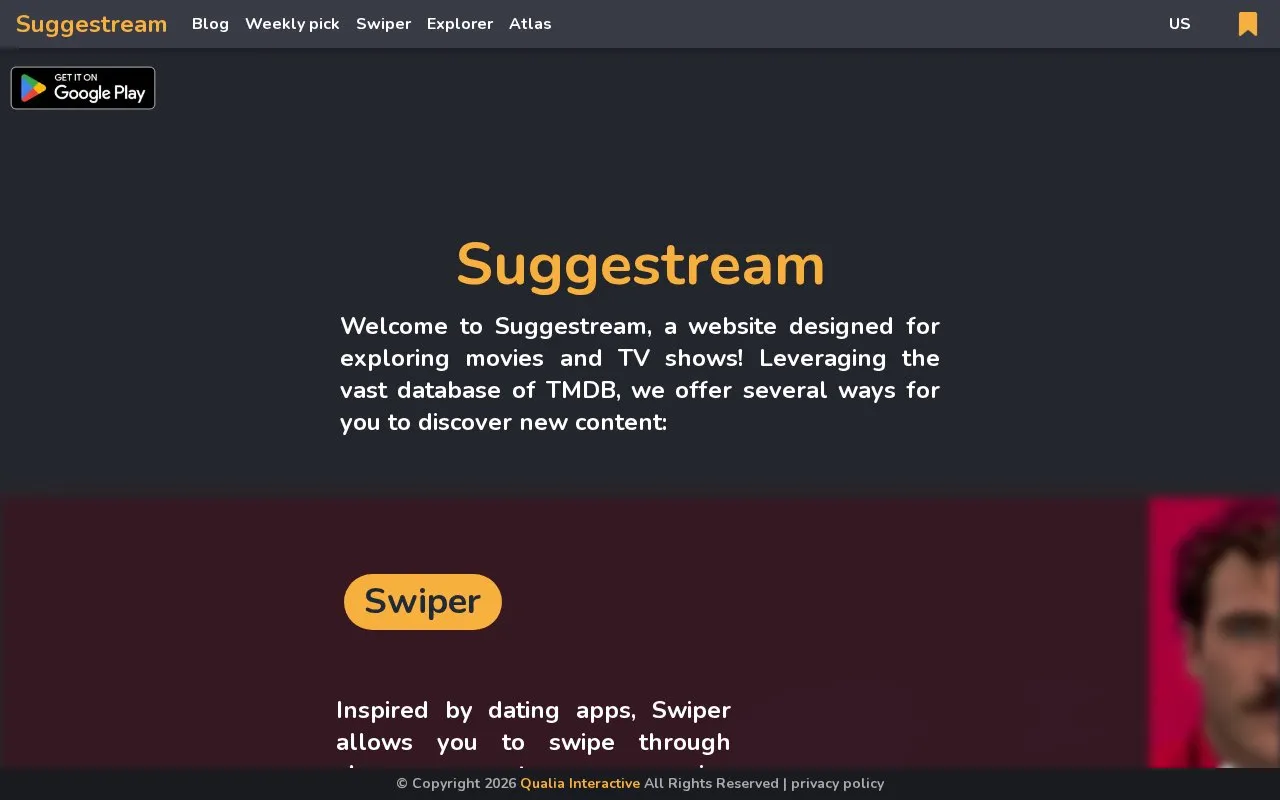 SuggestStream homepage screenshot