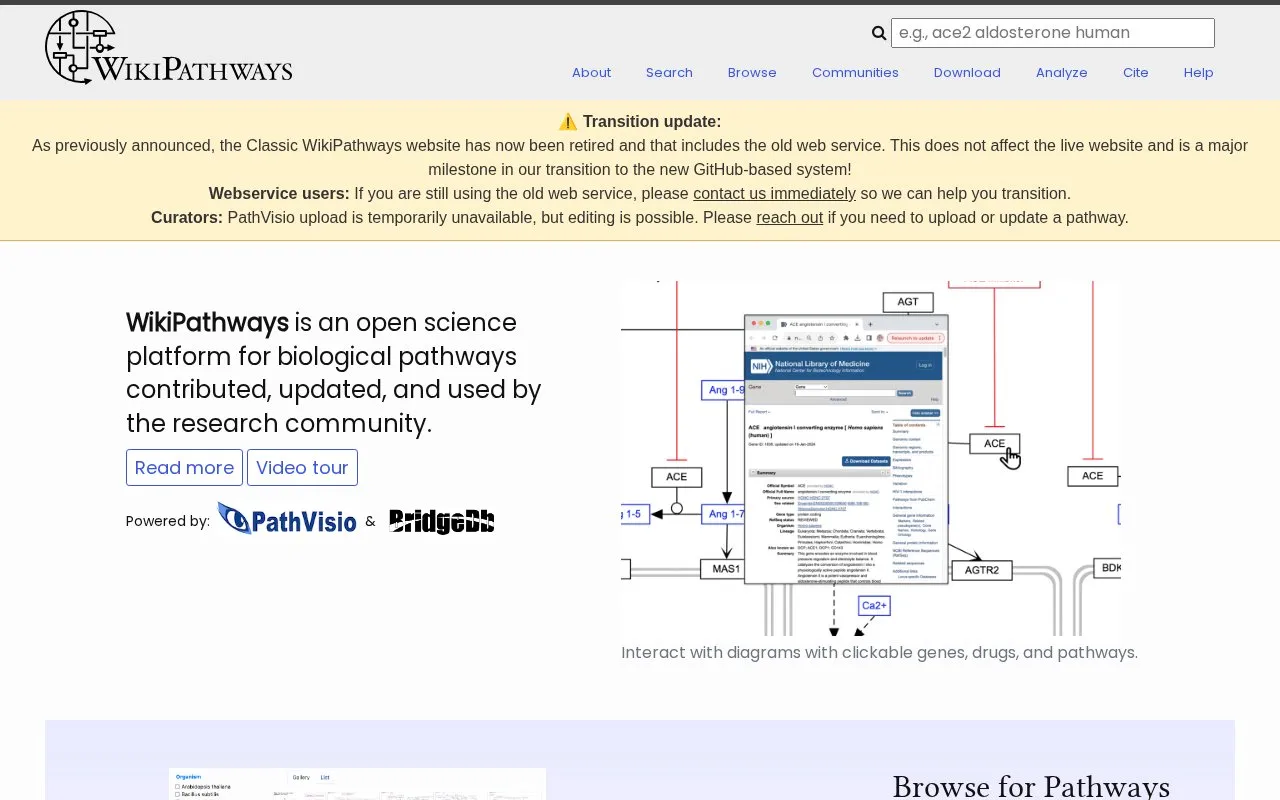 WikiPathways homepage screenshot