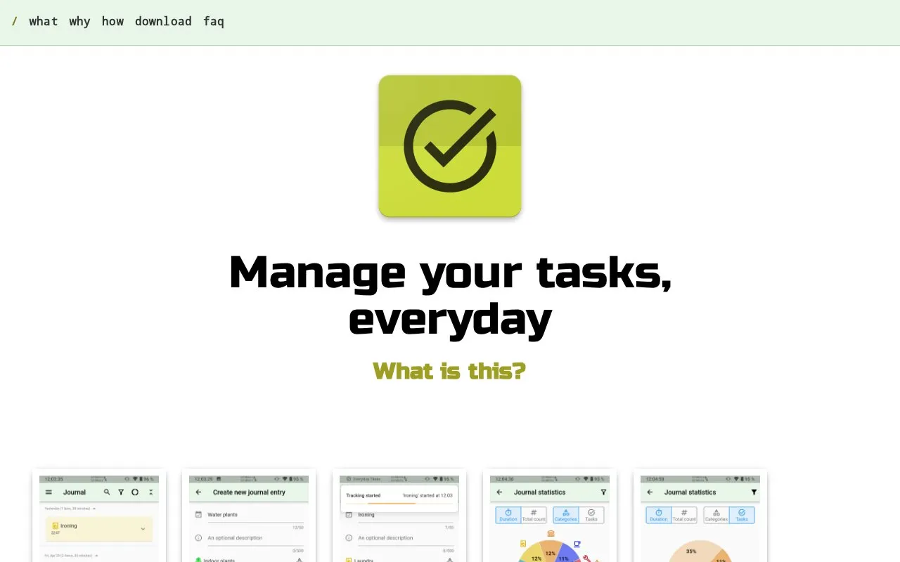 EverydayTasks homepage screenshot