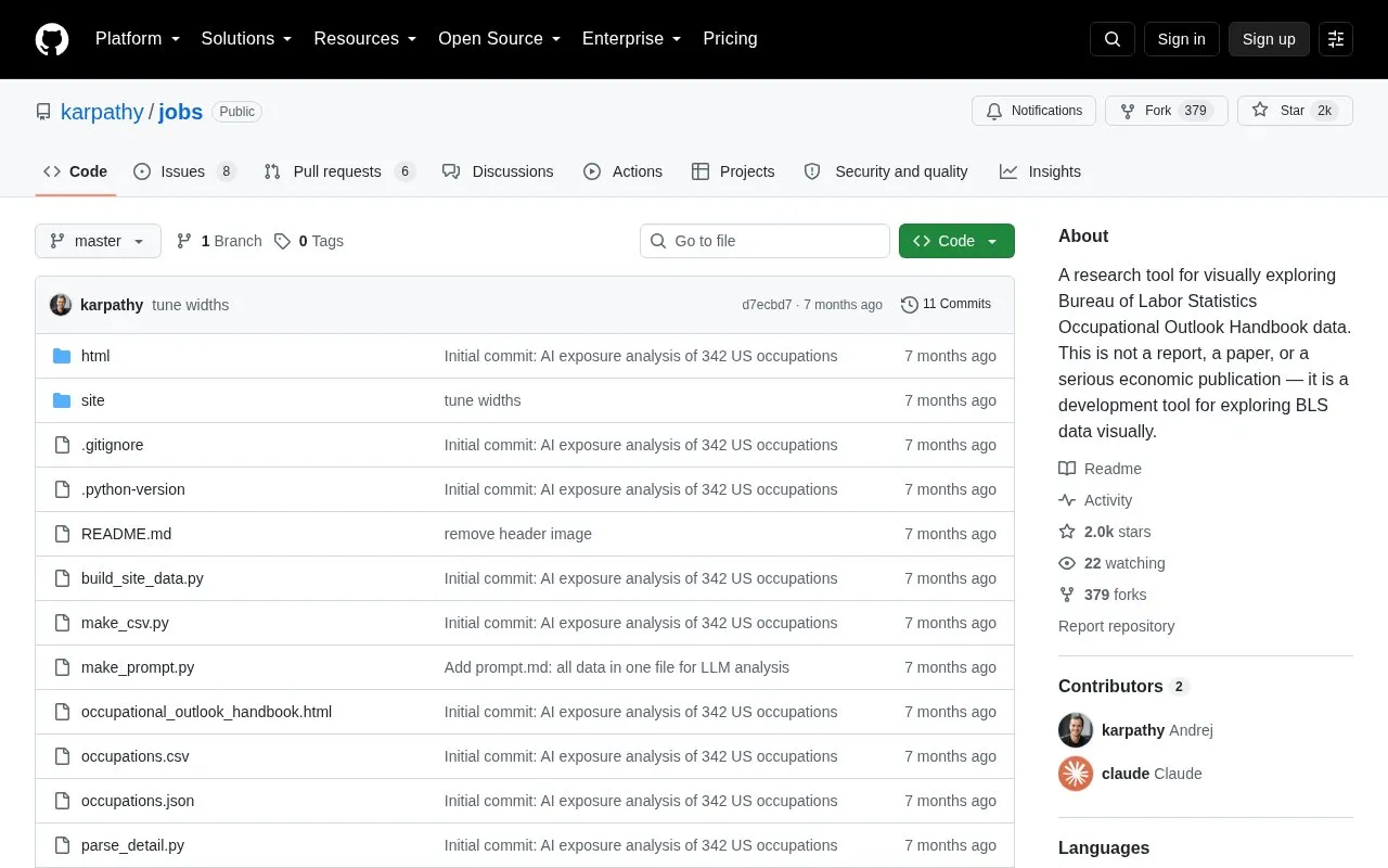 Jobs homepage screenshot