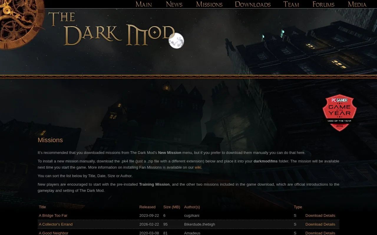 Community Missions homepage screenshot