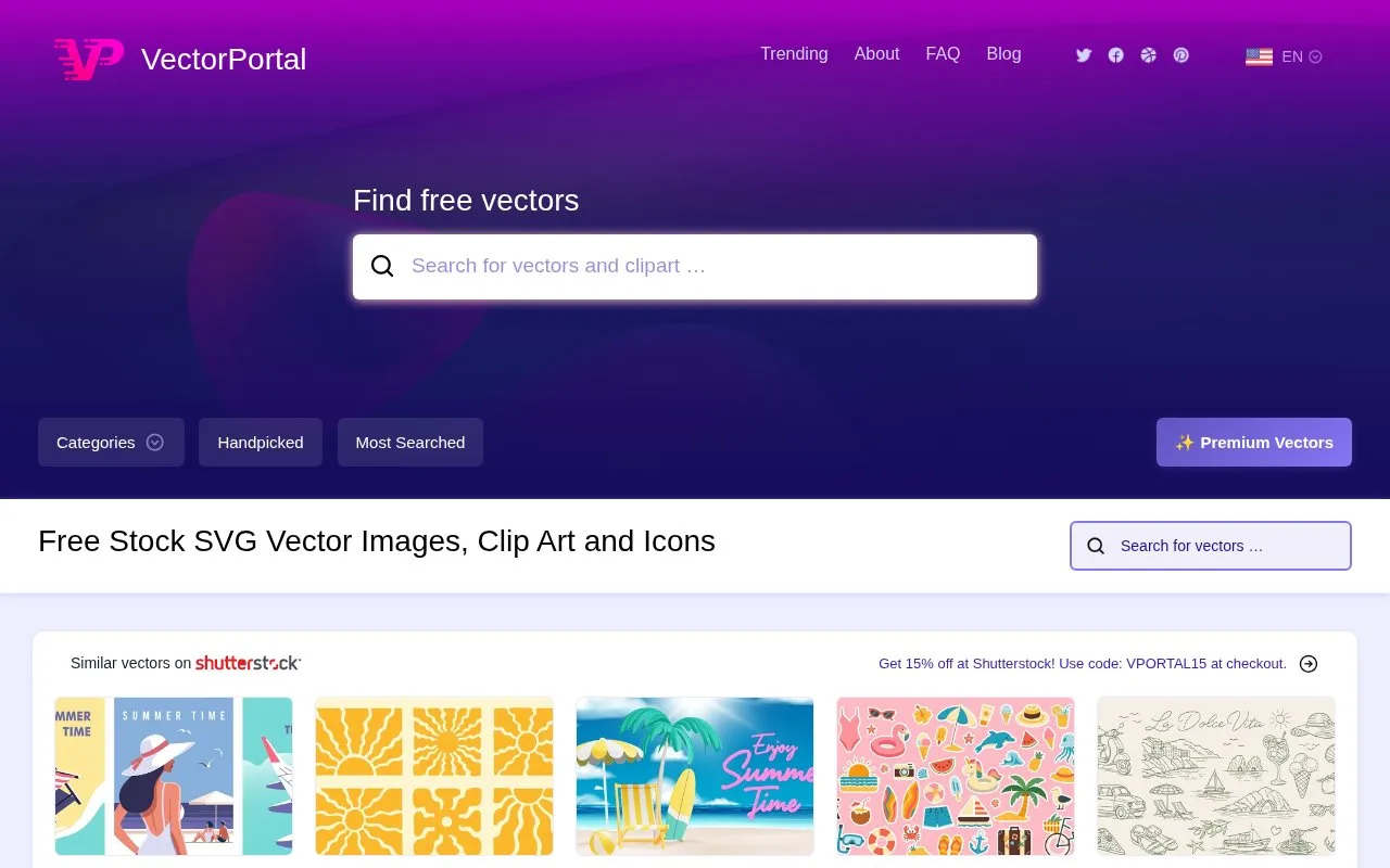 VectorPortal homepage screenshot