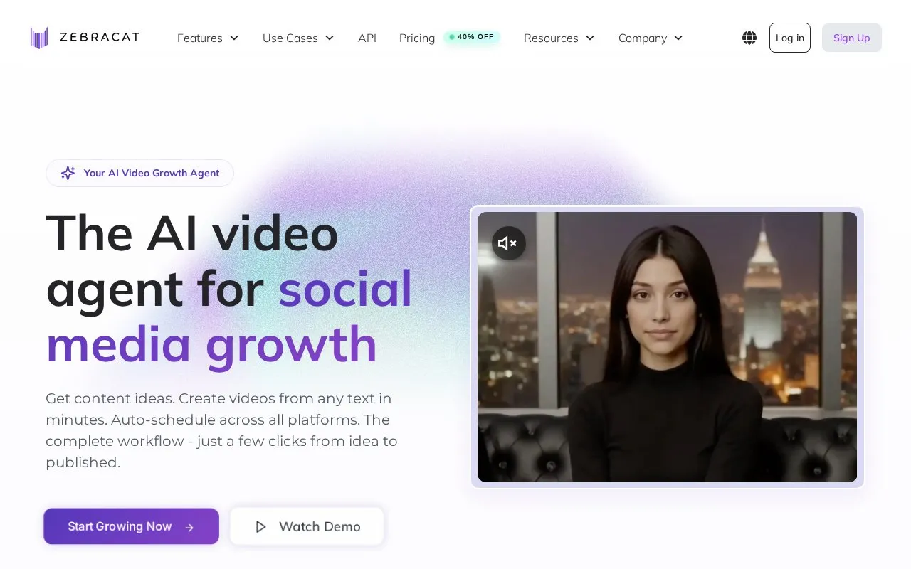 Zebracat homepage screenshot
