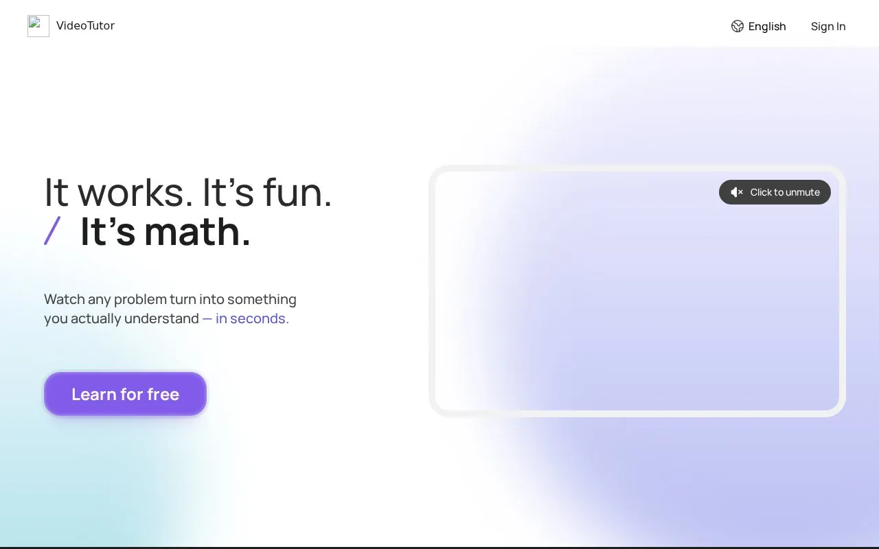 VideoTutor homepage screenshot