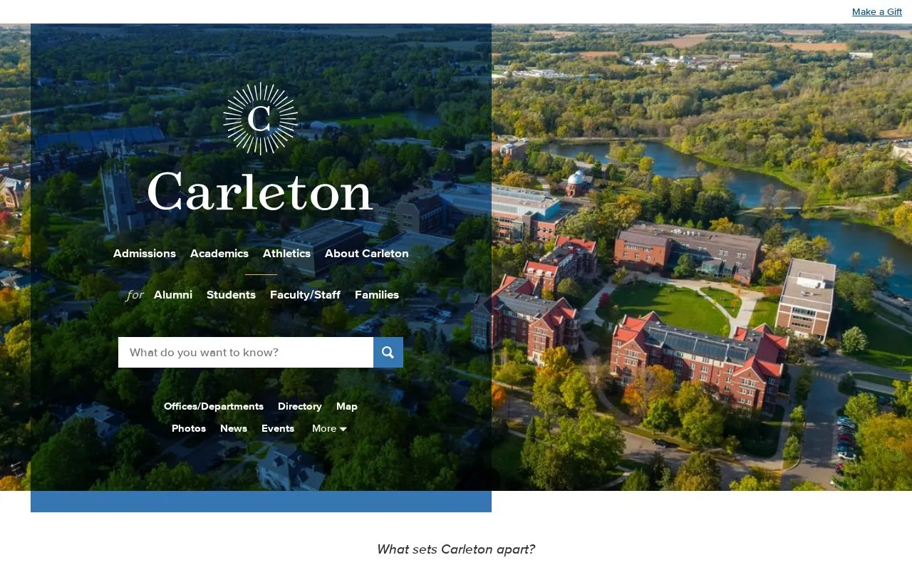 Carleton College homepage screenshot