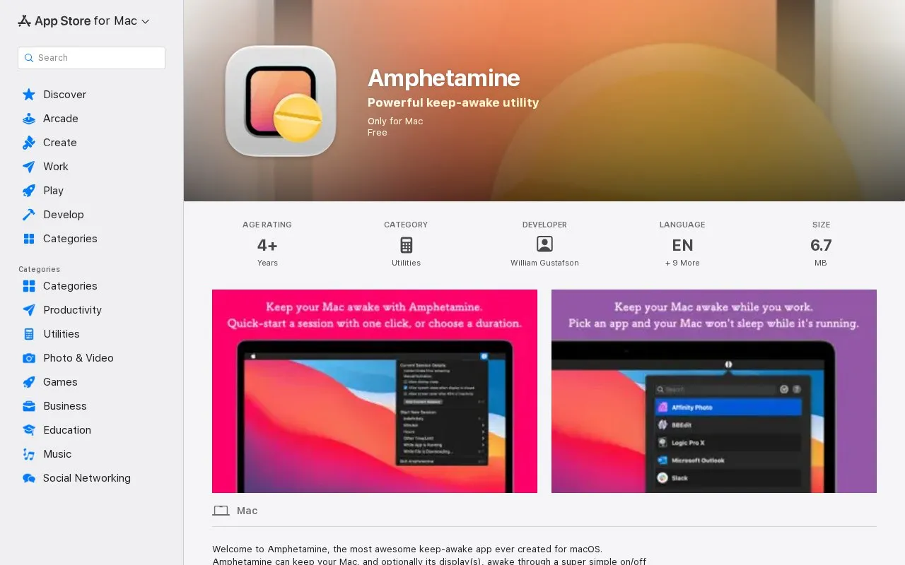 Amphetamine homepage screenshot