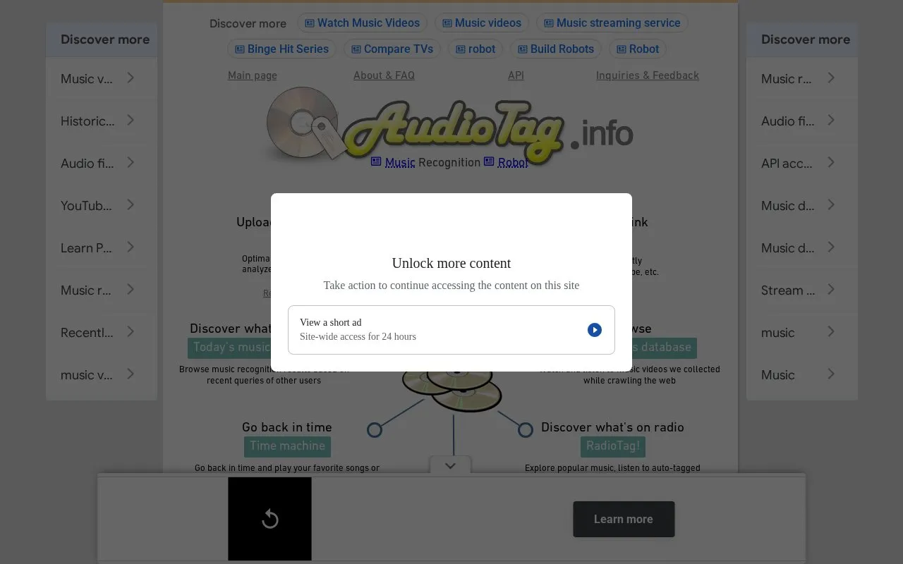 AudioTag homepage screenshot