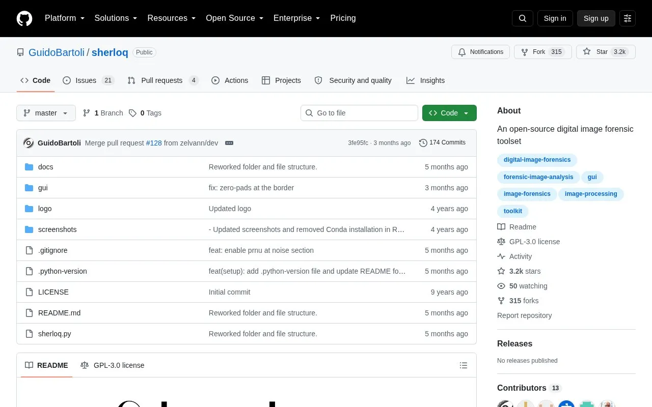 Sherloq homepage screenshot