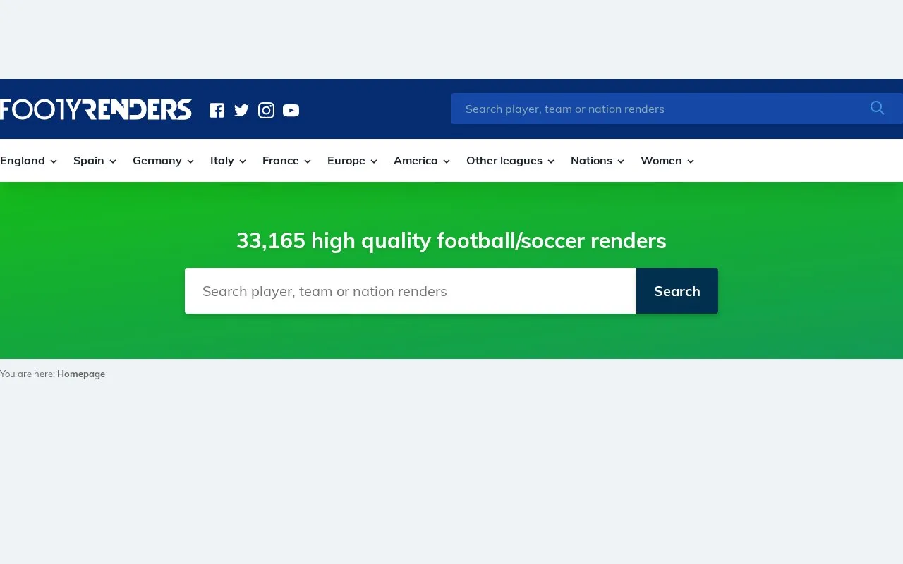 FootyRenders homepage screenshot