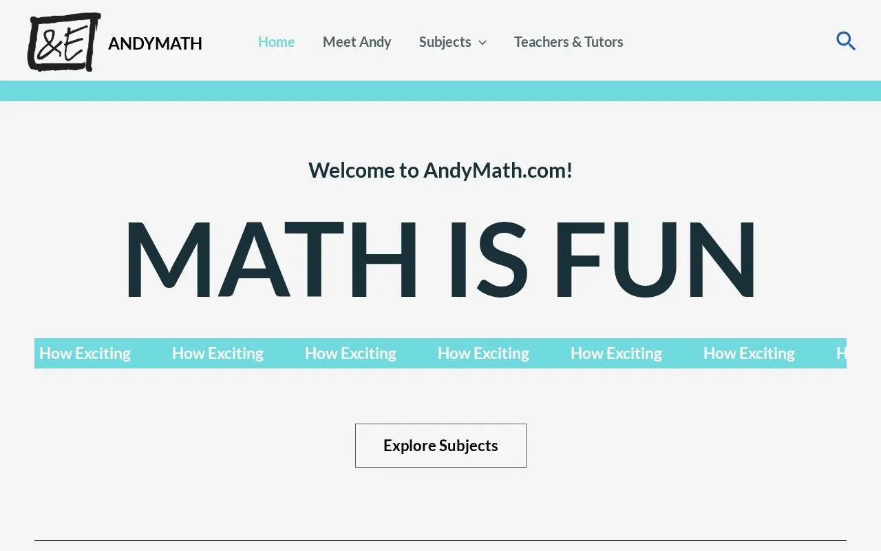 Andy Math homepage screenshot