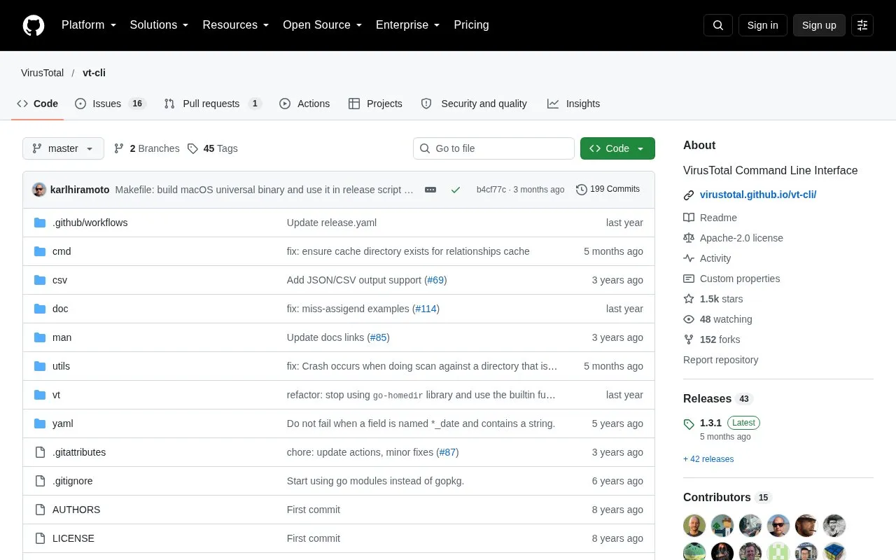 CLI homepage screenshot