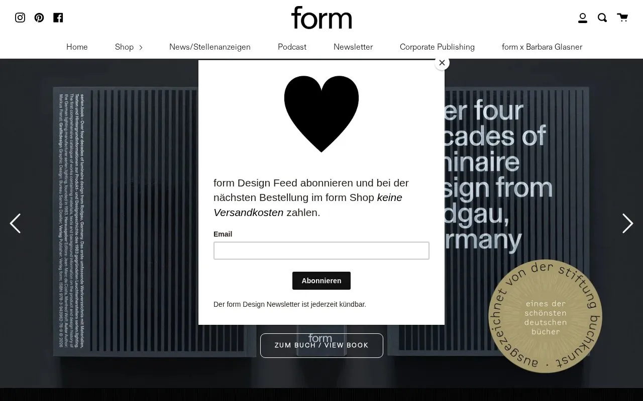 Form homepage screenshot