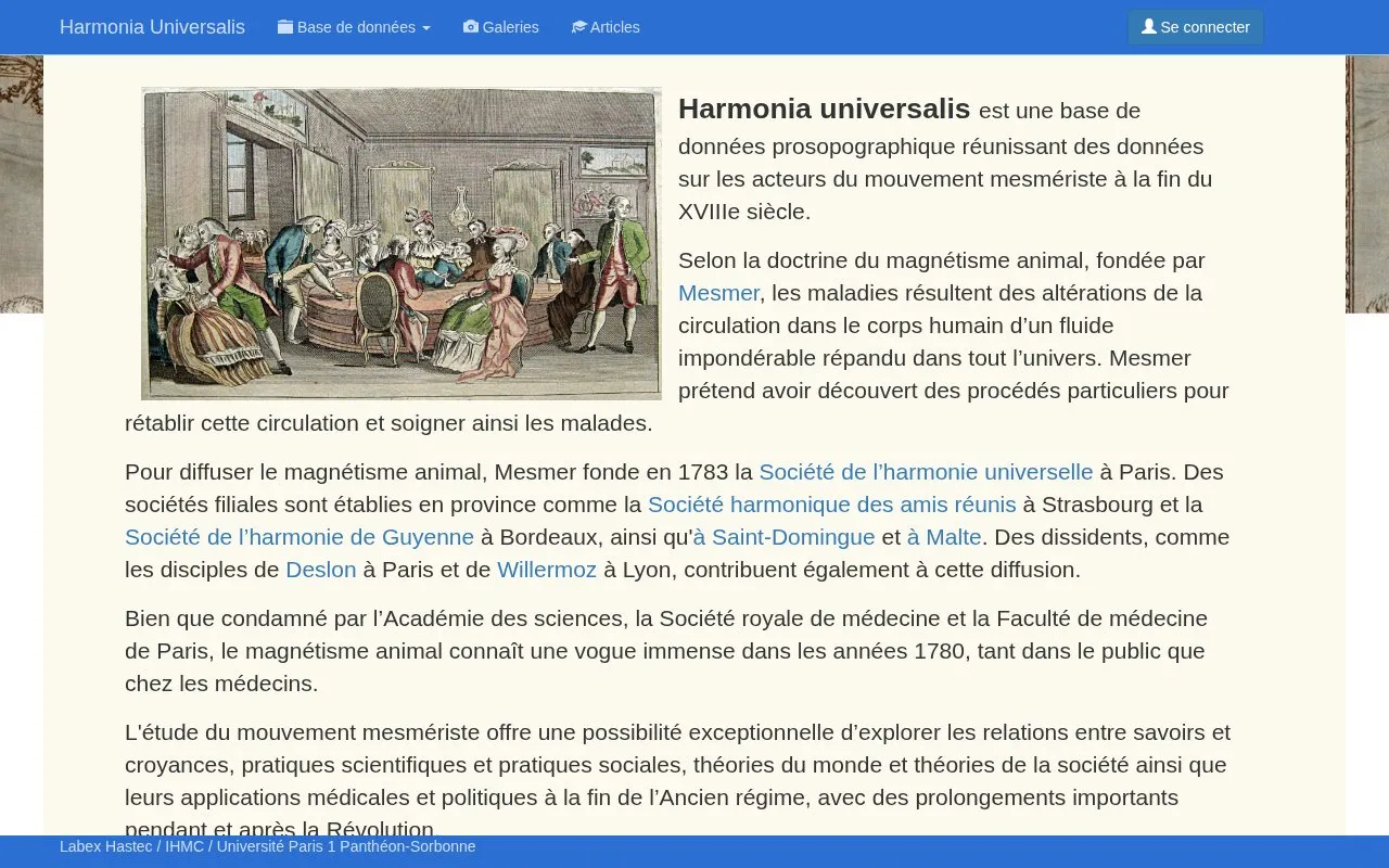 Harmonia Universalis homepage screenshot