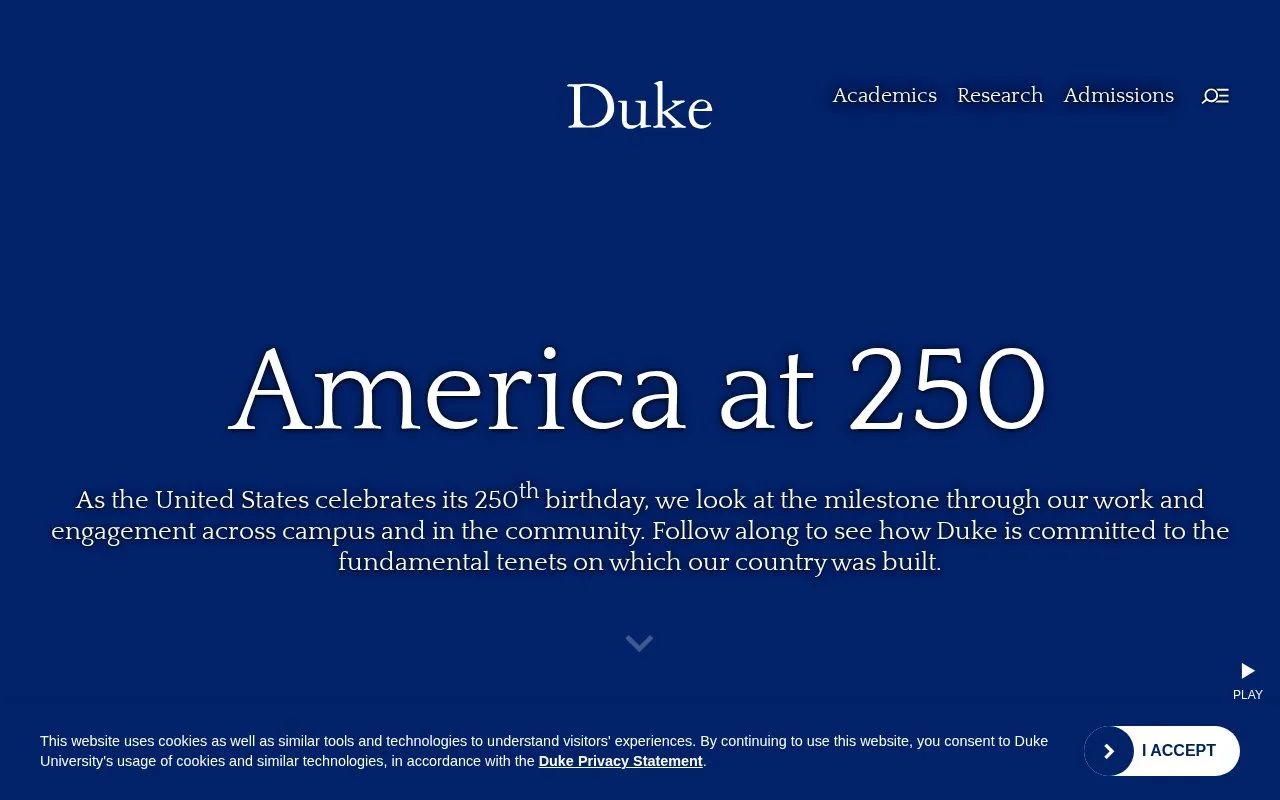 Duke University homepage screenshot