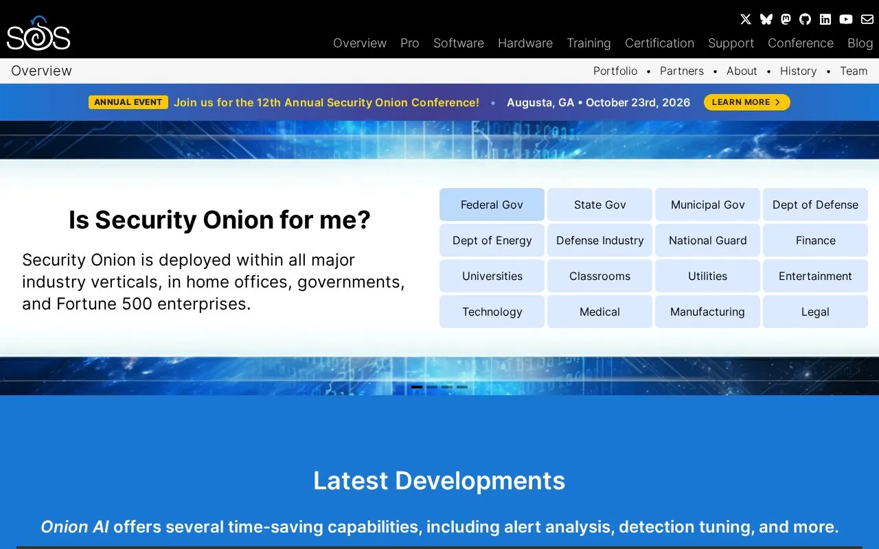 Security Onion Solutions homepage screenshot