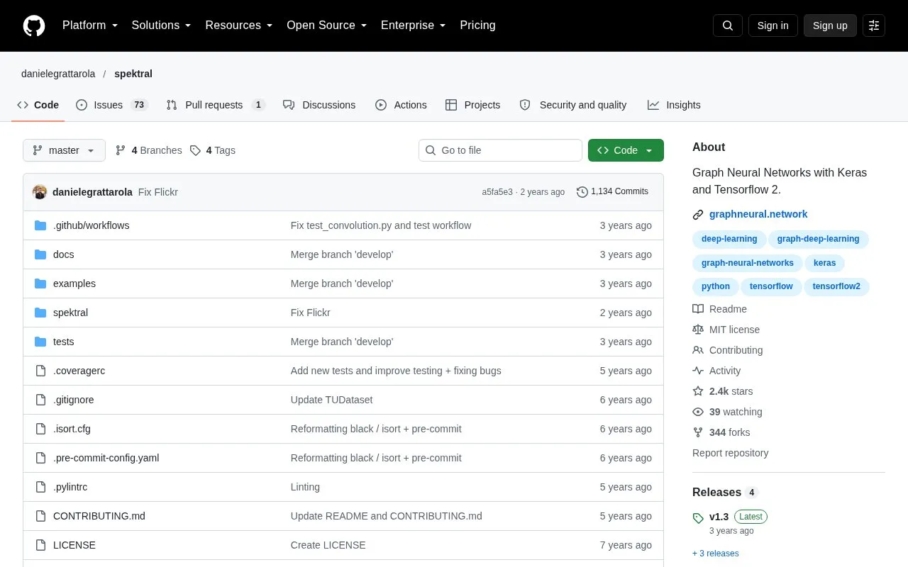 Spektral homepage screenshot