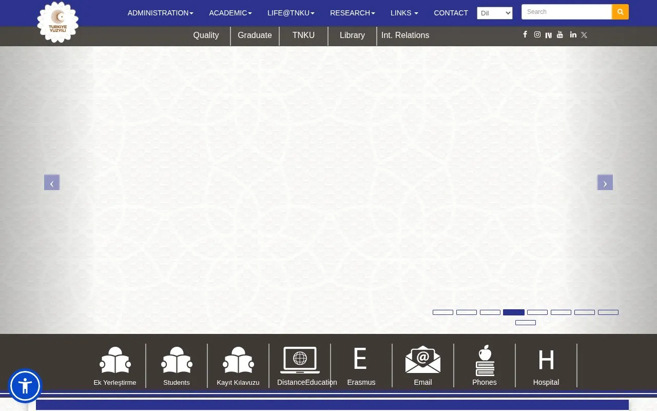Namik Kemal University homepage screenshot