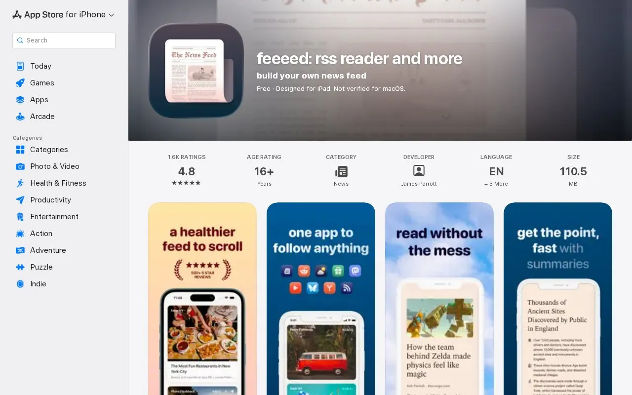 Feeeed homepage screenshot