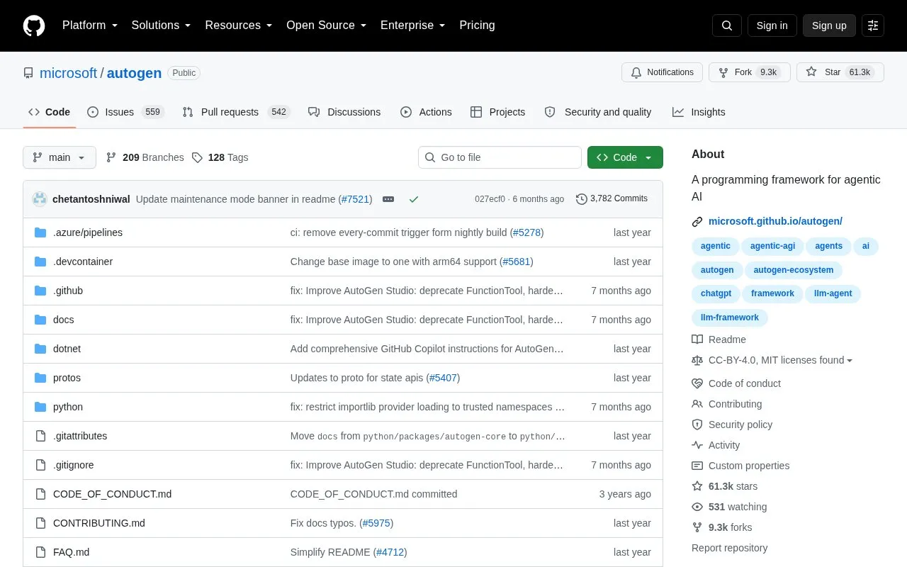 AutoGen homepage screenshot