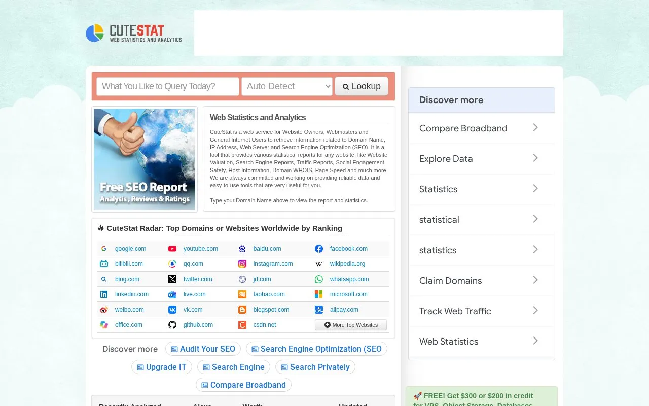 CuteStat homepage screenshot